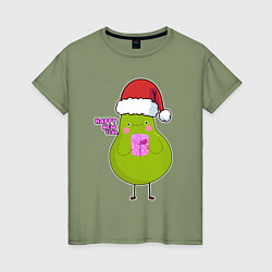 Женская футболка Новогоднее авокадо