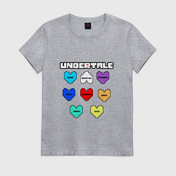 Футболка хлопковая женская Undertale - души 8 людей, цвет: меланж