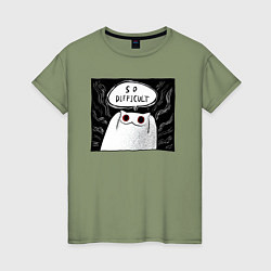 Женская футболка Мрачный кот - слишком сложно