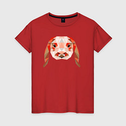 Футболка хлопковая женская Абстрактный кролик, цвет: красный