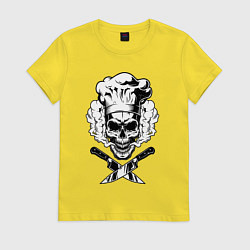 Футболка хлопковая женская The cooks skull, цвет: желтый