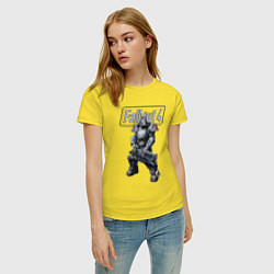 Футболка хлопковая женская Fallout 4 - Ultracite Power Armor, цвет: желтый — фото 2