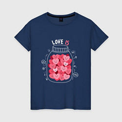 Женская футболка Баночка с сердцами: love is