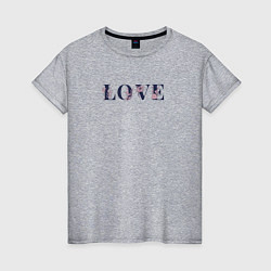 Женская футболка Любовь с контурными цветами