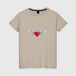 Женская футболка Сердце с крыльями и надписью