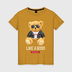 Женская футболка Like a boss мишка