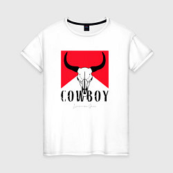 Женская футболка Череп буйвола:Cowboy