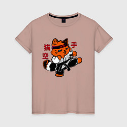 Женская футболка Кот каратист art