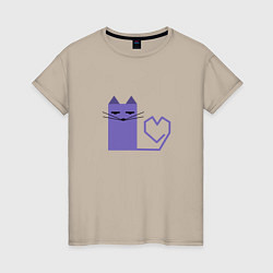 Женская футболка Кот с сердечком в минимализме