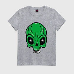 Футболка хлопковая женская Череп зелёного мутанта, цвет: меланж