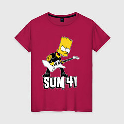 Женская футболка Sum41 Барт Симпсон рокер