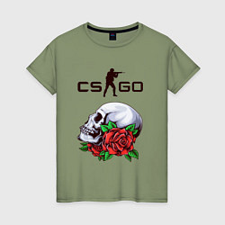 Женская футболка Контра и череп с розами