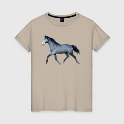 Футболка хлопковая женская Голштинская лошадь, цвет: миндальный