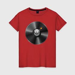 Женская футболка Виниловая пластинка с бомбочкой
