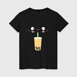 Женская футболка Тоторо с напитком