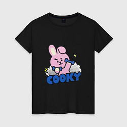 Футболка хлопковая женская Cooky BT21 Jungkook, цвет: черный