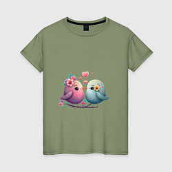 Женская футболка Влюбленные птички арт
