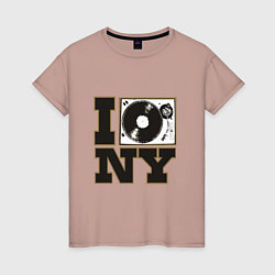 Футболка хлопковая женская Vinyl New York, цвет: пыльно-розовый
