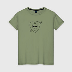 Женская футболка Сердце с инопланитянином