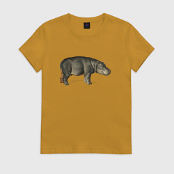 Футболка хлопковая женская Hippopotamus, цвет: горчичный
