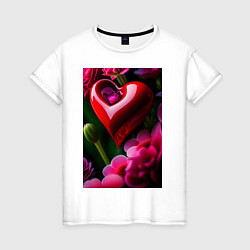 Женская футболка Сердце с цветами