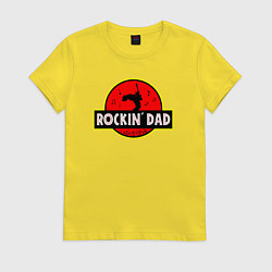 Футболка хлопковая женская Rockin Dad, цвет: желтый