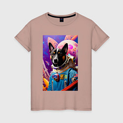 Женская футболка Пёс космонавт - нейросеть