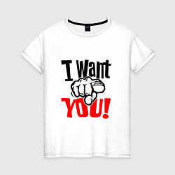 Женская футболка I want you фраза