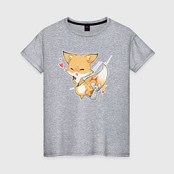 Женская футболка Милая лисичка подралась с мышкой