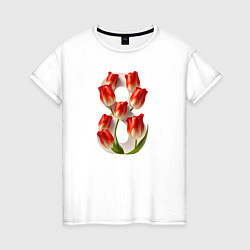 Женская футболка 8 марта с тюльпанами