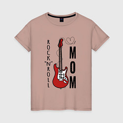Женская футболка Rocknroll mom с гитарой