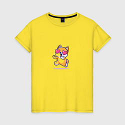 Футболка хлопковая женская Влюбленный котяра, цвет: желтый