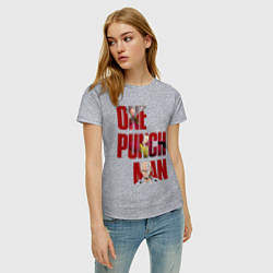 Футболка хлопковая женская Ванпанчмен Сайтама, цвет: меланж — фото 2