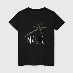 Женская футболка Magic надпись и волшебная палка