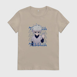 Футболка хлопковая женская Киллуа Золдик враждебный, цвет: миндальный