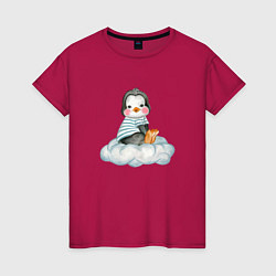 Женская футболка Пингвин на облаке