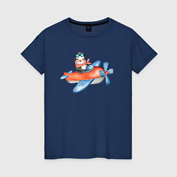 Женская футболка Пингвин летит на вертолете