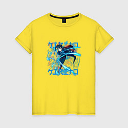 Футболка хлопковая женская Кирито в сражении, цвет: желтый