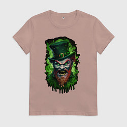 Футболка хлопковая женская НеДобрый лепрекон, цвет: пыльно-розовый