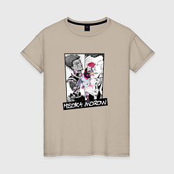 Женская футболка Хисока Мороу на фоне манги