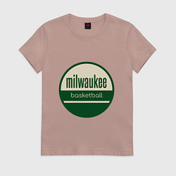 Футболка хлопковая женская Milwaukee basketball, цвет: пыльно-розовый