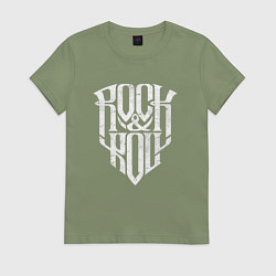 Футболка хлопковая женская Rock and Roll щит, цвет: авокадо