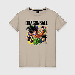 Футболка хлопковая женская Гоку из Dragonball, цвет: миндальный