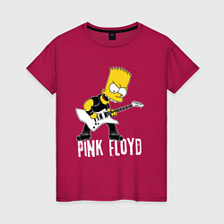 Женская футболка Pink Floyd Барт Симпсон рокер