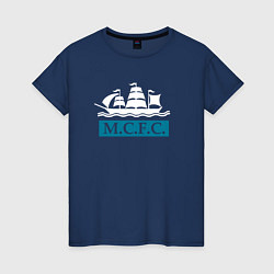 Футболка хлопковая женская Манчестер Сити корабль, цвет: тёмно-синий
