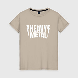 Женская футболка Heavy metal надпись с молниями
