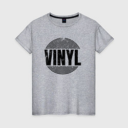 Женская футболка Vinyl надпись с пластинкой