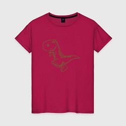 Женская футболка Шагающий рисованный динозавр