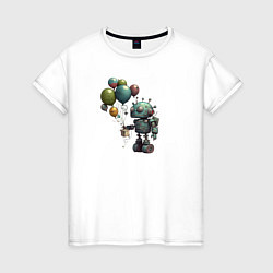 Женская футболка Робот с шариками