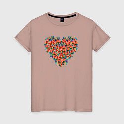 Женская футболка Сердце с полевыми цветами